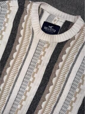 Hollister Y2K Coogi Style Mens Sweater Size Medium Streetwear 3D Cosby